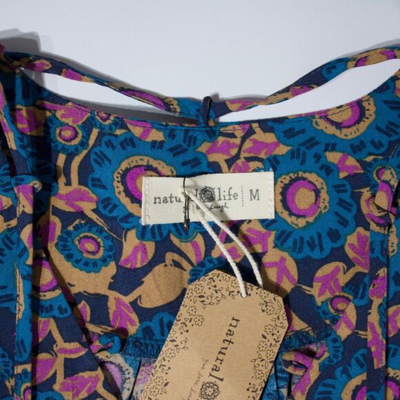 NWT Natural Life Blue Purple Tan Floral Maxi Dress 100% Rayon Boho Women M (B5) - Picture 7 of 11
